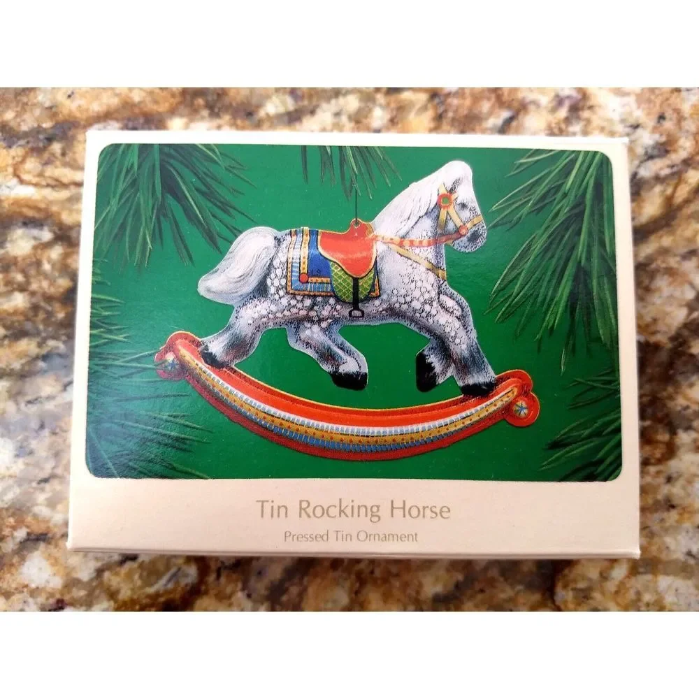 Hallmark TIN ROCKING HORSE Keepsake Christmas Ornament Vintage 1983 Original Box